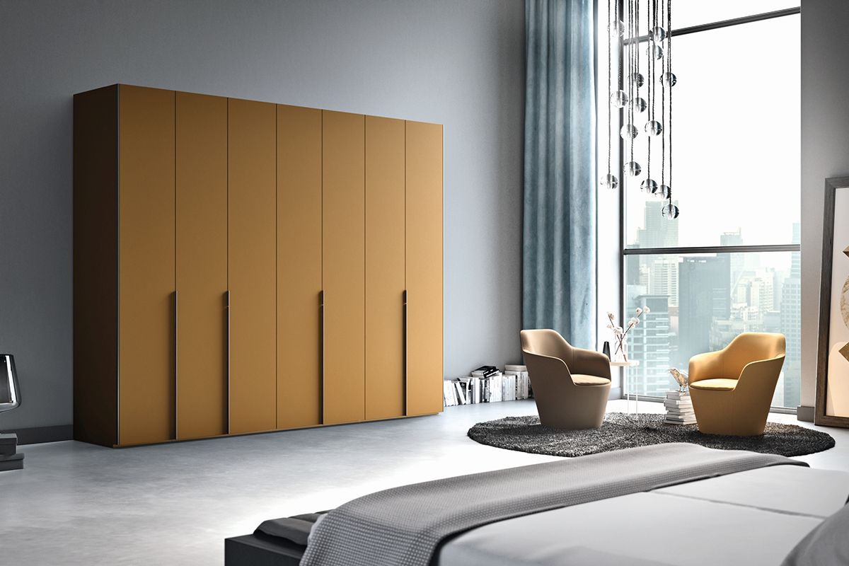 Moderner Kleiderschrank Lack farbig senf